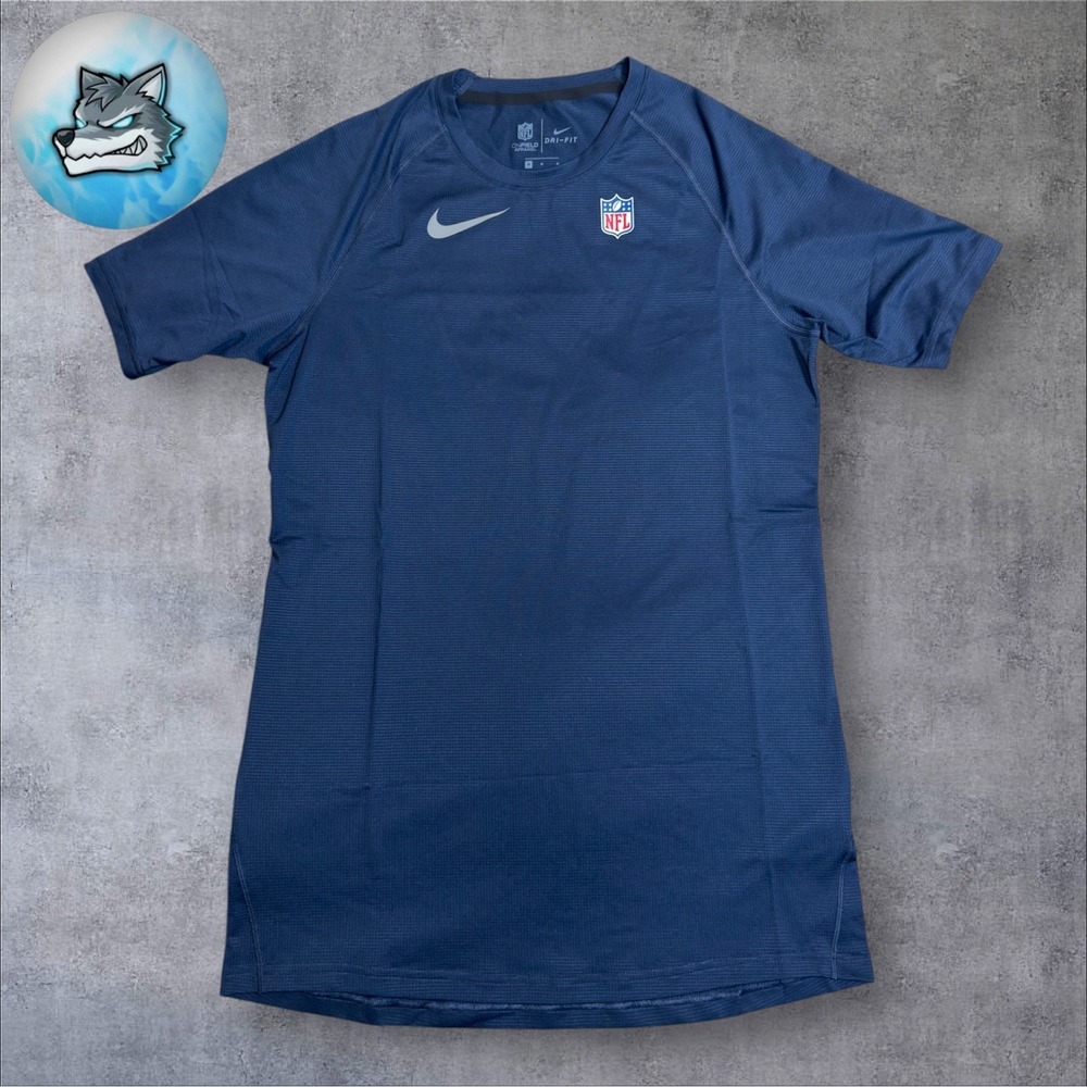 Nike NFL On-Field Compression Shirt Short Sleeve Navy Shield Men's M CW6317-419